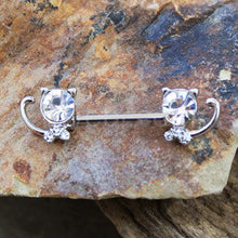 Load image into Gallery viewer, 316L Stainless Steel Jeweled Kitty Cat Nipple Bar
