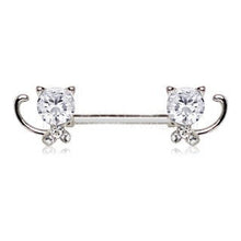 Load image into Gallery viewer, 316L Stainless Steel Jeweled Kitty Cat Nipple Bar
