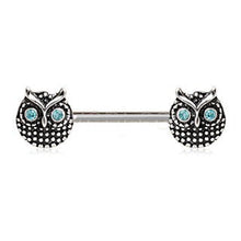 Load image into Gallery viewer, 316L Stainless Steel Blue Eyed Owl Nipple Bar
