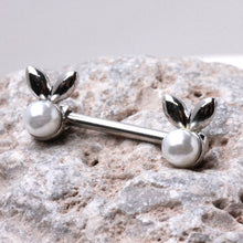 Load image into Gallery viewer, 316L Stainless Steel White Faux Pearl Bunny Nipple Bar
