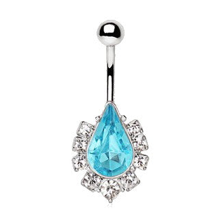 316L Stainless Steel Aqua Teardrop Navel Ring