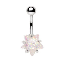 Load image into Gallery viewer, 316L Surgical Steel Large White Opal Star Navel Ring
