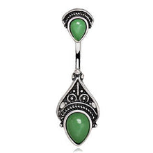 Load image into Gallery viewer, 316L Stainless Steel Green Victorian Design Navel Ring
