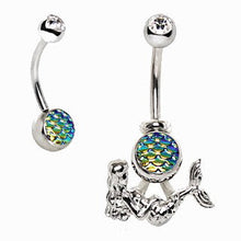 Load image into Gallery viewer, 316L Stainless Steel 2-in-1 Fish Scale Cabochon Mermaid Navel Ring
