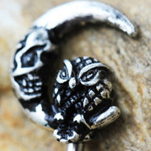 Load image into Gallery viewer, 316L Stainless Steel Gothic Owl on the Moon Skeleton Key Navel Ring
