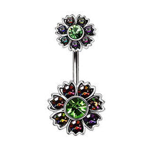 Load image into Gallery viewer, 316L Stainless Steel Iridescent CZ Flower Navel Ring
