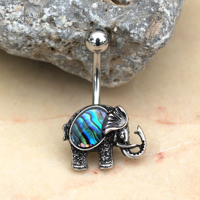 316L Stainless Steel Abalone Shell Elephant Navel Ring