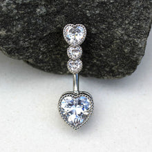 Load image into Gallery viewer, 316L Stainless Steel Cascading Heart Navel Ring
