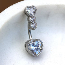 Load image into Gallery viewer, 316L Stainless Steel Cascading Heart Navel Ring
