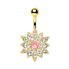 Load image into Gallery viewer, Gold Plated Gleaming Sunburst Flower Navel Ring
