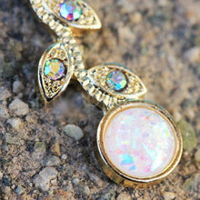 Load image into Gallery viewer, Gold Synthetic Opal Flower Vine Dangle Navel Ring
