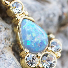 Load image into Gallery viewer, Gold Light Blue Tear Drop Synthetic Opal Dangle Navel Ring
