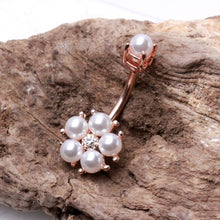 Load image into Gallery viewer, Rose Gold Plated Enchanted Pearl Navel Ring
