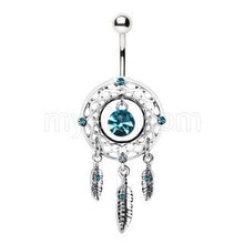 Load image into Gallery viewer, 316L Stainless Steel Native Dream Catcher Navel Ring
