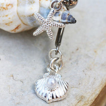 Load image into Gallery viewer, 316L Stainless Steel Starfish and Pearl Seashell Double Dangle Navel Ring
