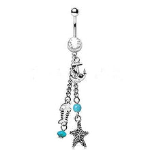 Load image into Gallery viewer, 316L Stainless Steel Nautical Beach Charms Dangle Navel Ring
