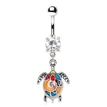 Load image into Gallery viewer, 316L Stainless Steel Aloha Sea Turtle Dangle Navel Ring
