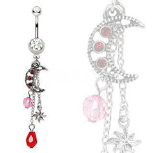 Load image into Gallery viewer, Sun &amp; Moon Dangle Navel Ring
