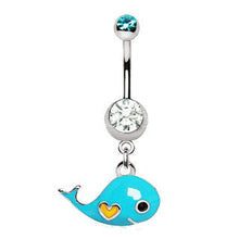 Load image into Gallery viewer, Lovely Blue Whale Dangle Navel Ring
