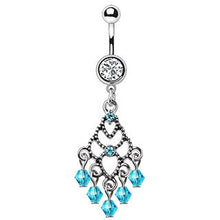 Load image into Gallery viewer, 316L Stainless Steel Aqua Chandelier Dangle Navel Ring
