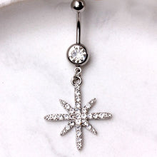 Load image into Gallery viewer, 316L Stainless Steel Glittering North Star Dangle Navel Ring
