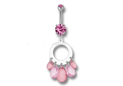 Multi-Crystal Oval Navel Dangle