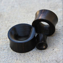 Load image into Gallery viewer, Organic Black Arang Wood Thick Walled Concave Tunnel Plug
