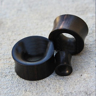 Organic Black Arang Wood Thick Walled Concave Tunnel Plug