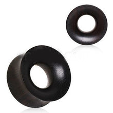 Load image into Gallery viewer, Organic Black Arang Wood Thick Walled Concave Tunnel Plug
