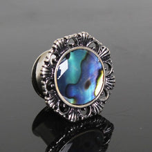 Load image into Gallery viewer, 316L Stainless Steel Ornate Plug with Natural Abalone Inlay
