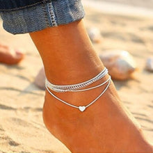 Load image into Gallery viewer, Bohemian Silver Heart Multi Chain Anklet Ankle Bracelet
