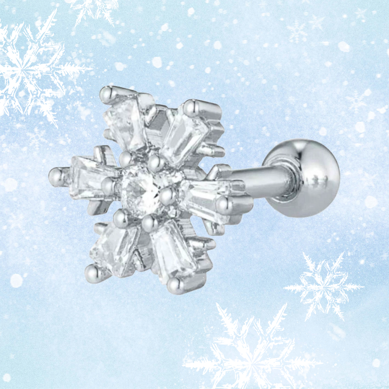 Snowflake Cartilage Earring / Christmas CZ Snowflake-0