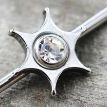 Load image into Gallery viewer, 316L Stainless Steel Jeweled Star Industrial Barbell
