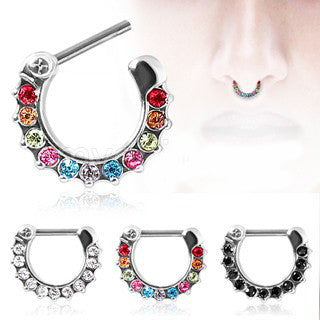 316L Surgical Steel CZ Gemmed Septum Clicker