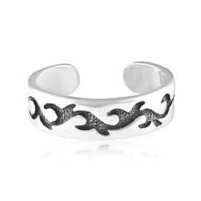 Adjustable Tribal Sterling Silver Toe Ring