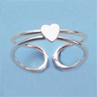 Sterling Silver Toe Ring with Heart