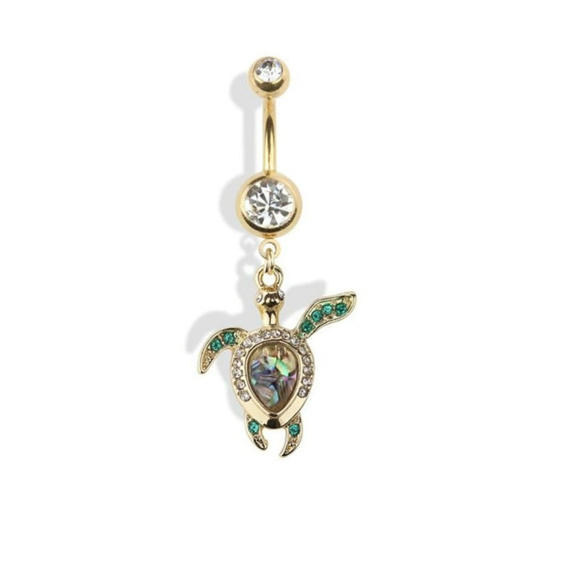 Swimming Turtle Dangle Navel Ring