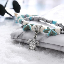 Load image into Gallery viewer, Vintage Double Beaded Turtle Starfish Boho Anklet
