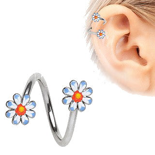 316L Stainless Steel Daisy Flower Cartilage Twist Jewelry